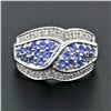 Image 2 : 14k White Gold .85 ctw Round Brilliant Tanzanite & Diamond Wide Cluster Band Rin