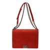 Image 1 : Chanel Red Soft Matte Caviar Leather Boy Large Flap Bag