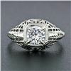 Image 3 : Antique 18k Gold .71 ctw GIA Old Transitional Cut Diamond Filigree Engagement Ri