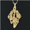 Image 3 : 14k Yellow Gold 0.25 ctw Diamond Freeform Nugget Pendant w/ 18" Box Chain Neckla