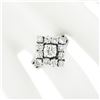 Image 3 : Vintage 14K White Gold 2.04 ctw Old Transitional Cut Diamond Lozenge Platter Rin