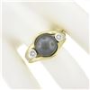 Image 3 : 14K TT Gold 10.1mm Dark Gray Tahitian Pearl Solitaire Bezel Diamond 3 Stone Ring