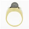 Image 8 : 14K TT Gold 10.1mm Dark Gray Tahitian Pearl Solitaire Bezel Diamond 3 Stone Ring