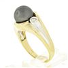 Image 9 : 14K TT Gold 10.1mm Dark Gray Tahitian Pearl Solitaire Bezel Diamond 3 Stone Ring