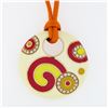 Image 2 : Roberto Coin 18k Gold Yellow Pink Enamel Diamond Pendant w/ Orange Cord Necklace