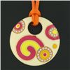 Image 3 : Roberto Coin 18k Gold Yellow Pink Enamel Diamond Pendant w/ Orange Cord Necklace