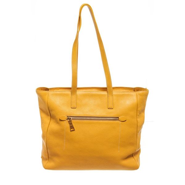 Prada Yellow Leather Front Pocket Tote Bag