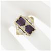 Image 3 : 14K Two Tone Gold 1.80 ctw Amethyst Diamond Filigree Milgrain Etched Cocktail Ri