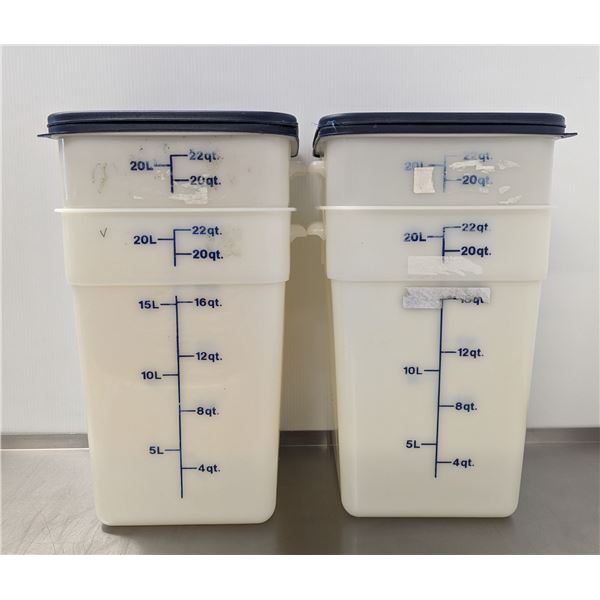 22qt White Food Storage Containers With Lids - Lot of 4 (8 pieces)