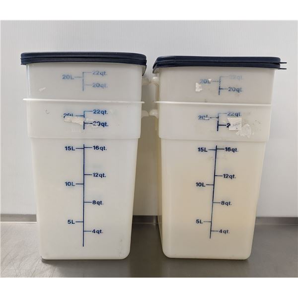 22qt White Food Storage Containers With Lids - Lot of 4 (8 pieces)