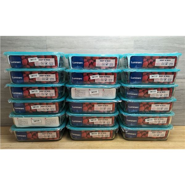 1.97L Glass Rectangular Keep N Boxes, Arcoroc P5516 - Lot of 18