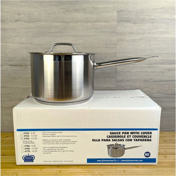 Heavy Duty 4.5qt Sauce Pan with Lid, Induction Capable