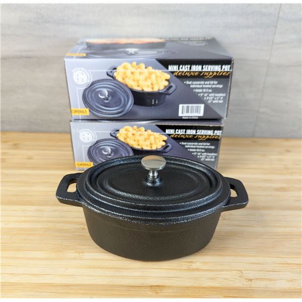 6.7" x 3" Oval Cast Iron Pots - Lot of 2