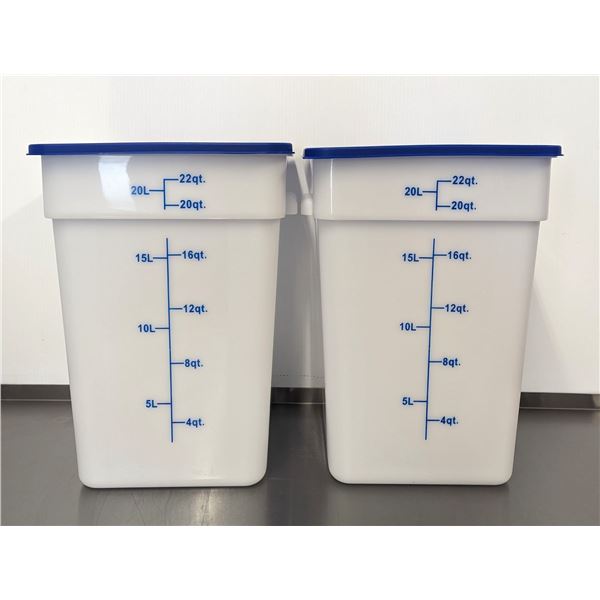 22qt White Food Storage Bins with Blue Lids - Lot of 2 (4pcs)