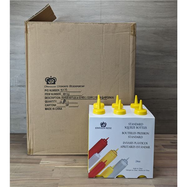 24oz Plastic Squeeze Bottles, Yellow - Lot of 36 (1 Case)