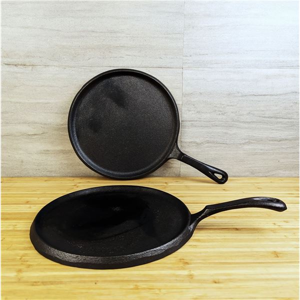 10" Round Cast Iron Skillets - Lot of 2