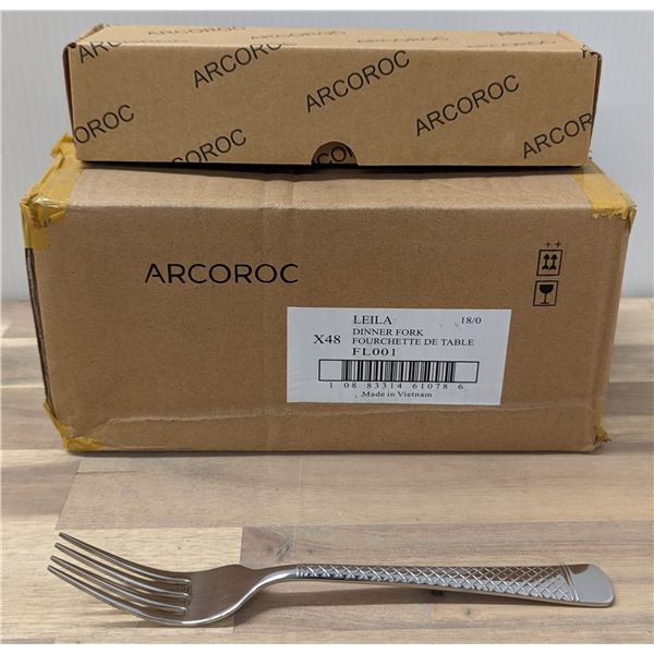 Leila 8-1/4'' Dinner Forks, Arcoroc FL001 - Lot of 48