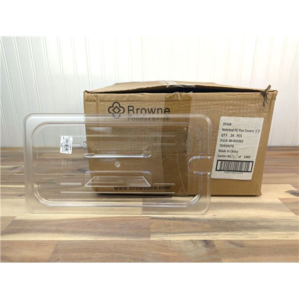 Browne 35549 1/3 Size Polycarbonate Notched Lids - Lot of 24