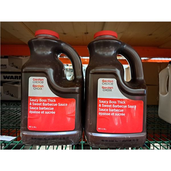 Gordon Choice Saucy Boss Thick & Sweet BBQ Sauce 3.78L - Lot of 2
