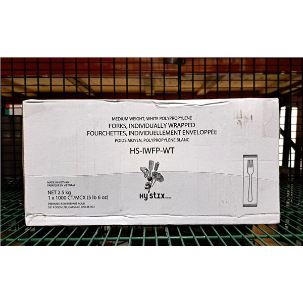 Hy Stix Individually Wrapped Forks - Lot of 1000 ( 1 case )