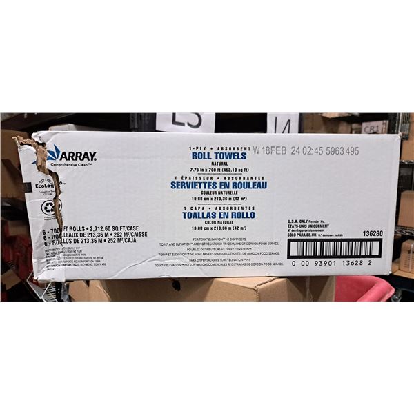 Array Roll Towels 700ft rolls - Lot of 6 ( 1 case )