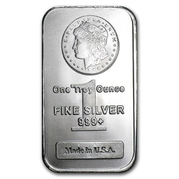 1 oz .999 Pure Silver Bar - Morgan Design