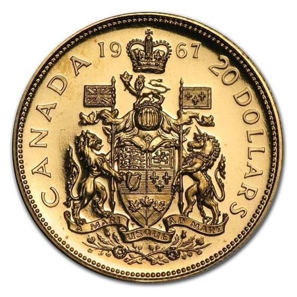 1967 Canada Gold $20 Confederation BU/Proof (AGW .5288)Specimen Proof Centennial Elizabeth II