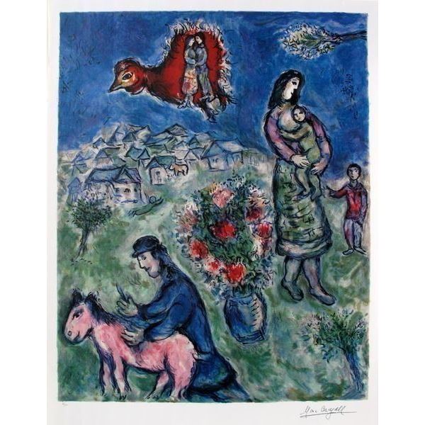 Marc Chagall SUR LA ROUTE DU VILLAGE Limited Edition Plate Signed Lithograph