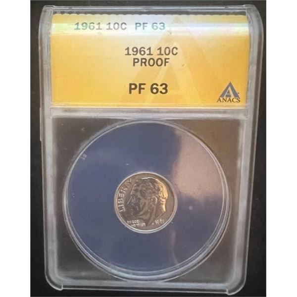 1961 NGC PF63 90% PROOF SILVER ROOSEVELT DIME 10C