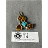 Image 1 : Vintage Sterling Navajo Southwestern Turqouise Tigers Eye Pendant