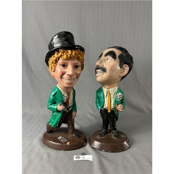 Harpo Marx and Groucho Marx Very Heavy Chalkware Statues 17" Tall