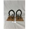 Image 2 : Pair of Vintage Horse and Horseshoe Metal Bookends