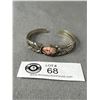 Image 1 : Old Silver w/ Genuine Gem Stone Open Cuff Bangle