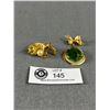 Image 1 : Lovely Vintage Bow Brooch w/ Stone Drop (Gold Dust) and Cute Gold Cat Playing w/ Pearl Figure