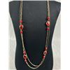 Image 2 : Lovely Quality Double Strand Long Necklace w/ Red Accents