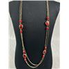 Image 2 : Lovely Quality Double Strand Long Necklace w/ Red Accents