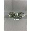 Image 2 : Fabulous Pair of MCM Geometric Solid Cut Crystal Ashtrays - Approx 6" x 8"