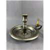 Image 2 : Charming Old English Pewter Chamber Candlestcks w/ Finger Loop and 2 Candle Snuffers
