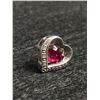 Image 1 : Sterling Silver w/ Ruby + Tiny Diamonds Heart Pendant