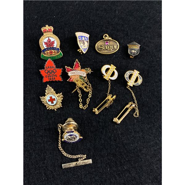 Nice Collection of Vintage Sterling Silver Gold Filled Pendants, Pins, Stick Pin