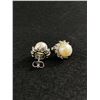 Image 2 : Pair of Genuine Large Pearls w/ White Sparkling Stones Earrings w Box