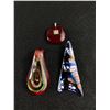Image 1 : Signed Perrier Art Brooch + 2 Art Glass Pendants