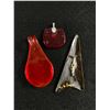 Image 2 : Signed Perrier Art Brooch + 2 Art Glass Pendants