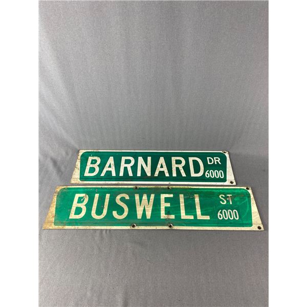 Barnard Dr 6000 & Buswell St 6000 Double Sided Street Signs. Approx. 26" x 7" & 30" x 7"