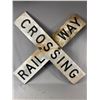 Image 1 : Custom Made Rail Way Crossing Metal Sign. NO SHIPPING. Each Panel Is Approx. 48" x 9" NO SHIPPING