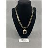Image 1 : Lovely 1960s Art Deco Style Rhinestones Necklace w. Large Stone Pendant