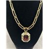Image 2 : Lovely 1960s Art Deco Style Rhinestones Necklace w. Large Stone Pendant