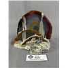 Image 1 : Decorative Agate Slab Piece Art w/ Miner & Mule. Approx. 5" H