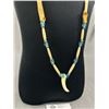 Image 2 : Vintage Native American Style Beaded "Claw" 1.5" Pendant Necklace w/ Adjustable Leather Ties. Approx