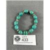 Image 2 : Turquoise Color Stone Skull Stretch Bracelet w/ Metal Rhinestone Dividers